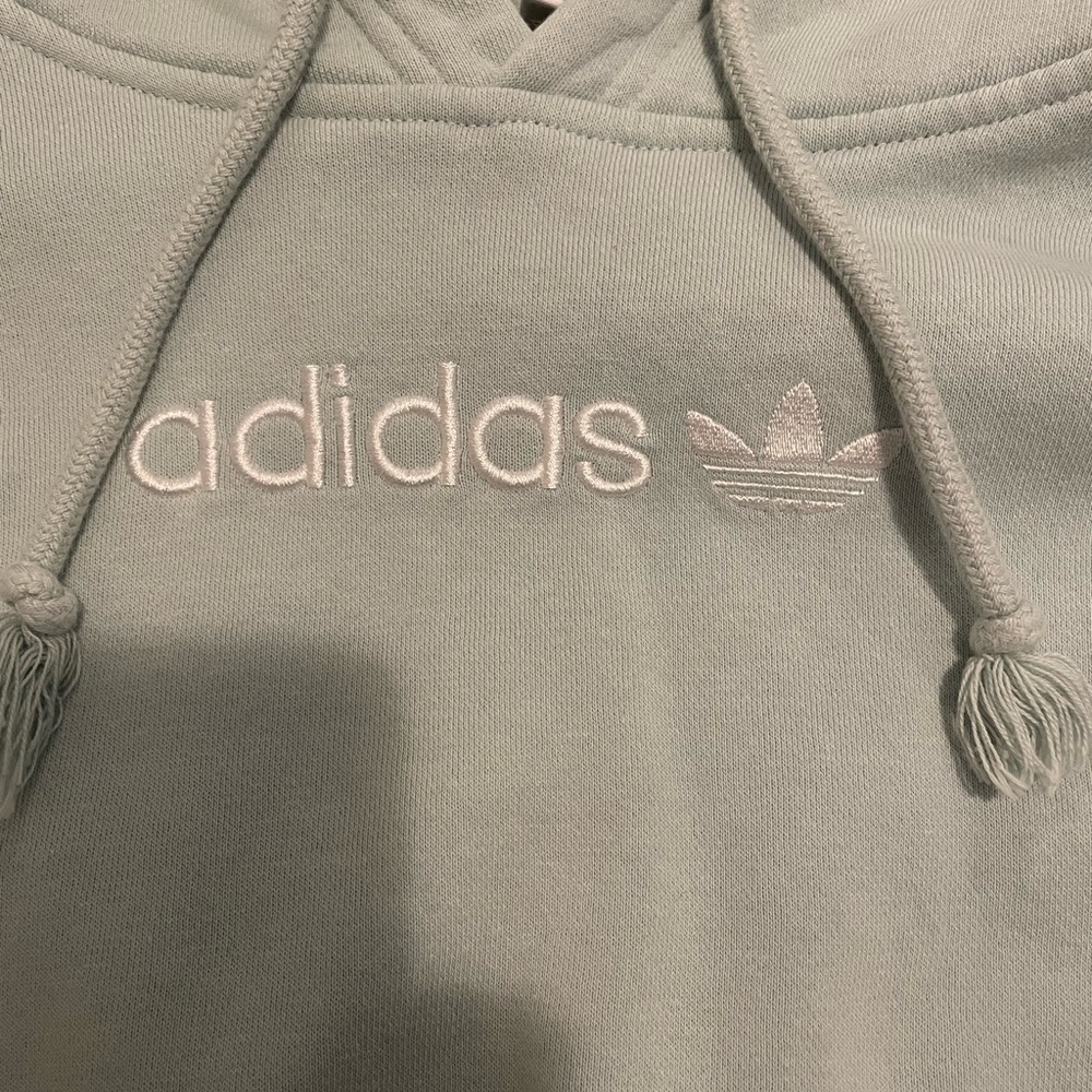 Cropped aqua adidas hoodie - Picture 2 of 4